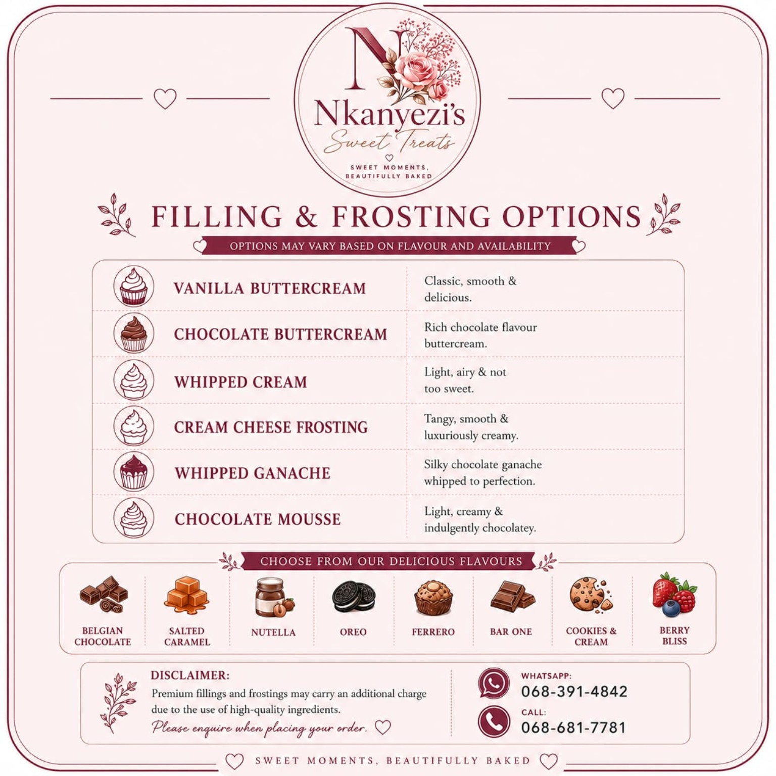 Nkanyezi frosting options menu artwork