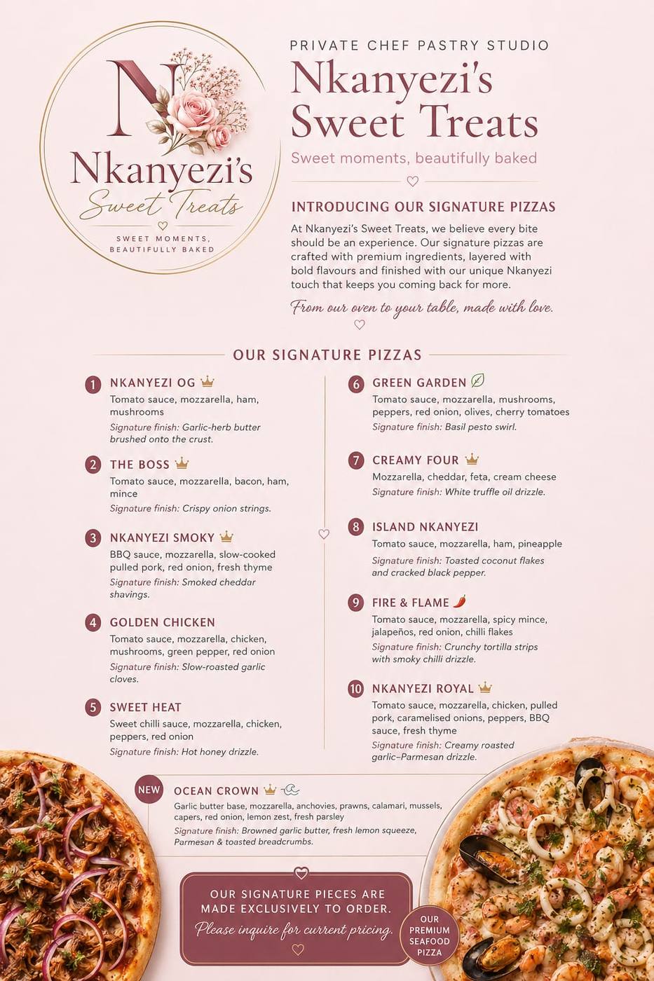 Nkanyezi signature pizza offering
